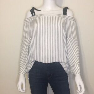 LOFT Striped Cold-Shoulder Blouse